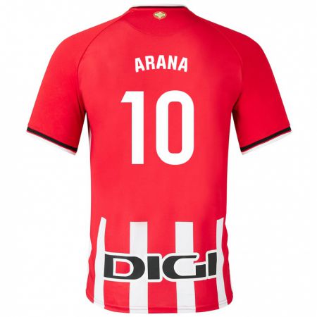 Kandiny Niño Camiseta Paula Arana Montes #10 Rojo 1ª Equipación 2023/24 La Camisa Chile