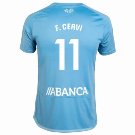 Kandiny Niño Camiseta Franco Cervi #11 Azul 1ª Equipación 2023/24 La Camisa Chile