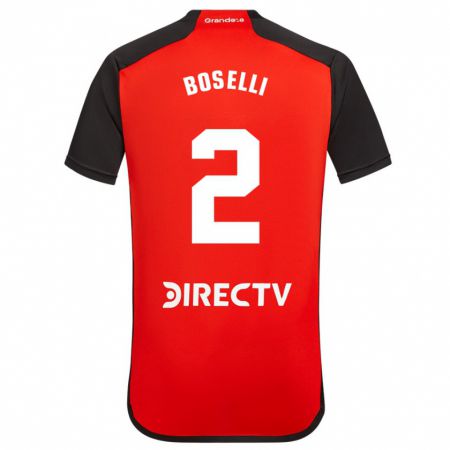 Kandiny Niño Camiseta Sebastián Boselli #2 Rojo 2ª Equipación 2023/24 La Camisa Chile