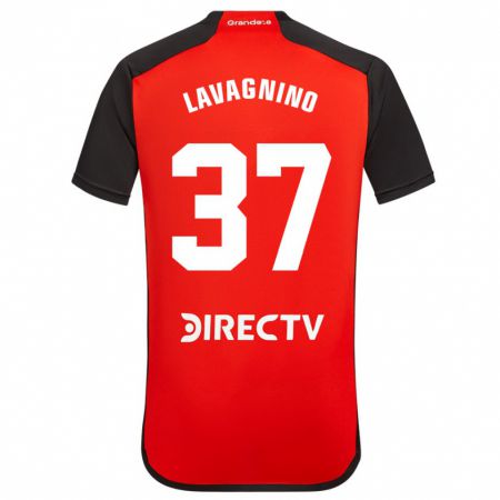 Kandiny Niño Camiseta Lucas Lavagnino #37 Rojo 2ª Equipación 2023/24 La Camisa Chile