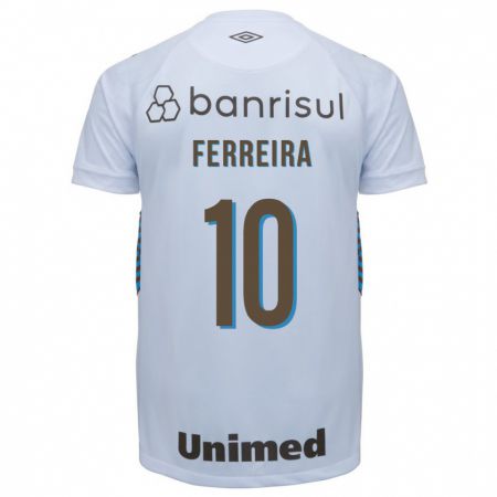 Kandiny Niño Camiseta Ferreira #10 Blanco 2ª Equipación 2023/24 La Camisa Chile