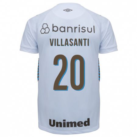 Kandiny Niño Camiseta Mathías Villasanti #20 Blanco 2ª Equipación 2023/24 La Camisa Chile