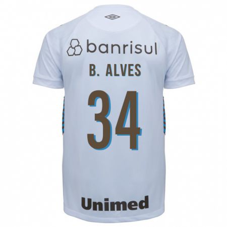Kandiny Niño Camiseta Bruno Alves #34 Blanco 2ª Equipación 2023/24 La Camisa Chile