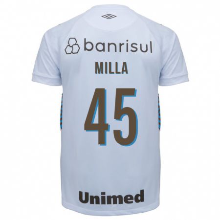 Kandiny Niño Camiseta Lucas Milla #45 Blanco 2ª Equipación 2023/24 La Camisa Chile