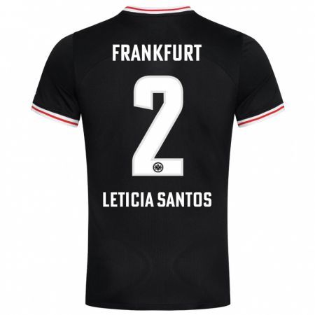 Kandiny Niño Camiseta Letícia Santos De Oliveira #2 Negro 2ª Equipación 2023/24 La Camisa Chile