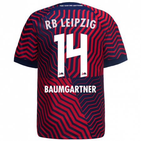 Kandiny Niño Camiseta Christoph Baumgartner #14 Azul Rojo 2ª Equipación 2023/24 La Camisa Chile