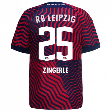 Kandiny Niño Camiseta Leopold Zingerle #25 Azul Rojo 2ª Equipación 2023/24 La Camisa Chile