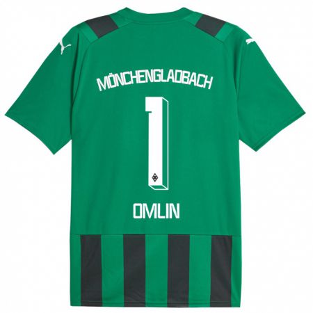 Kandiny Niño Camiseta Jonas Omlin #1 Verde Negro 2ª Equipación 2023/24 La Camisa Chile
