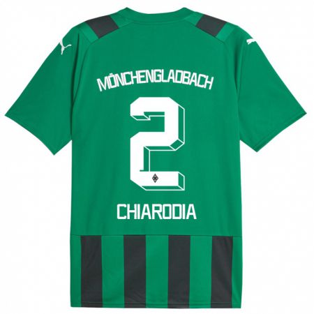 Kandiny Niño Camiseta Fabio Chiarodia #2 Verde Negro 2ª Equipación 2023/24 La Camisa Chile