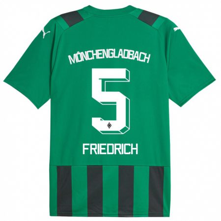 Kandiny Niño Camiseta Marvin Friedrich #5 Verde Negro 2ª Equipación 2023/24 La Camisa Chile