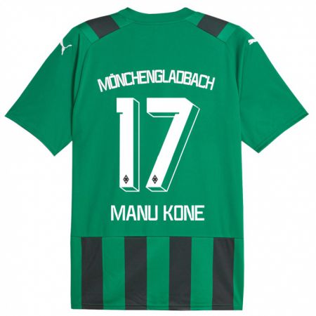 Kandiny Niño Camiseta Manu Koné #17 Verde Negro 2ª Equipación 2023/24 La Camisa Chile