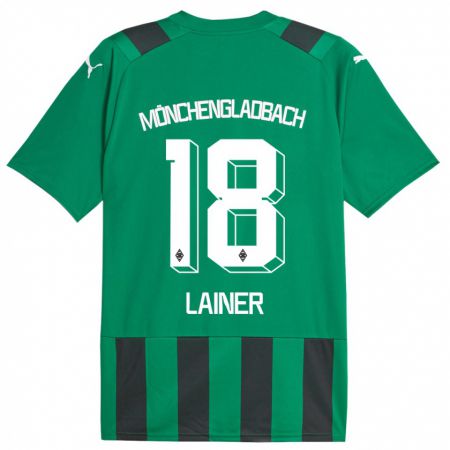 Kandiny Niño Camiseta Stefan Lainer #18 Verde Negro 2ª Equipación 2023/24 La Camisa Chile