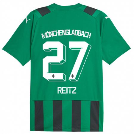 Kandiny Niño Camiseta Rocco Reitz #27 Verde Negro 2ª Equipación 2023/24 La Camisa Chile