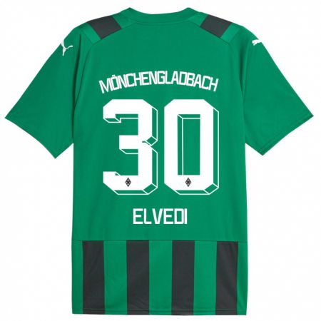 Kandiny Niño Camiseta Nico Elvedi #30 Verde Negro 2ª Equipación 2023/24 La Camisa Chile