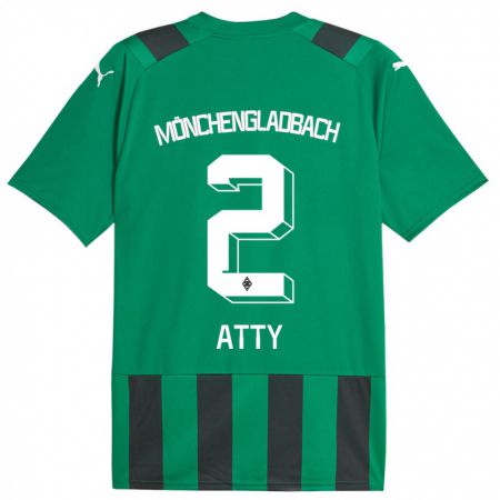 Kandiny Niño Camiseta Yassir Atty #2 Verde Negro 2ª Equipación 2023/24 La Camisa Chile