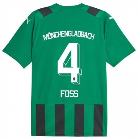 Kandiny Niño Camiseta Jonathan Foss #4 Verde Negro 2ª Equipación 2023/24 La Camisa Chile
