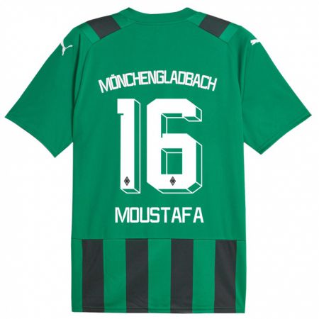 Kandiny Niño Camiseta Moustafa Ashraf Moustafa #16 Verde Negro 2ª Equipación 2023/24 La Camisa Chile