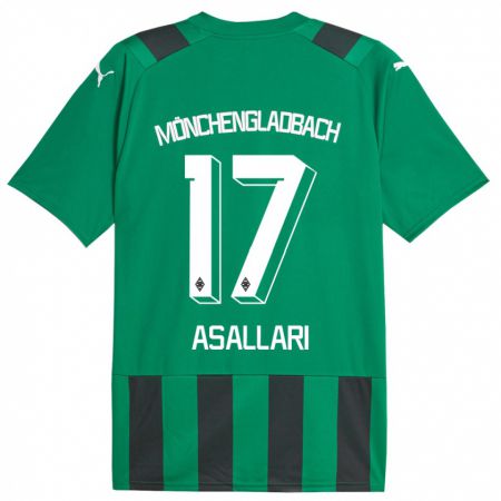 Kandiny Niño Camiseta Kushtrim Asallari #17 Verde Negro 2ª Equipación 2023/24 La Camisa Chile