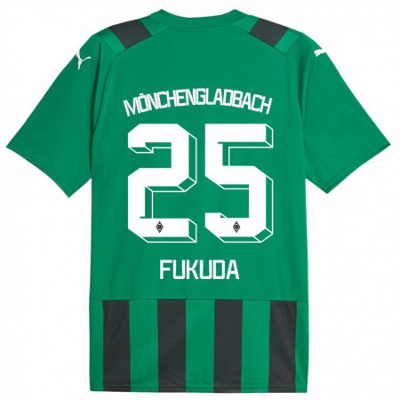 Kandiny Niño Camiseta Shio Fukuda #25 Verde Negro 2ª Equipación 2023/24 La Camisa Chile