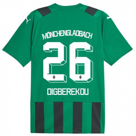 Kandiny Niño Camiseta Ibrahim Digberekou #26 Verde Negro 2ª Equipación 2023/24 La Camisa Chile