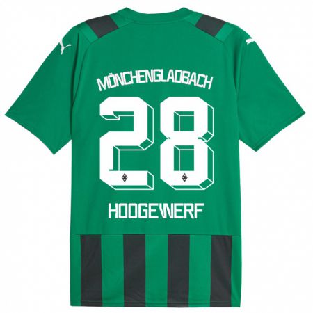Kandiny Niño Camiseta Dillon Hoogewerf #28 Verde Negro 2ª Equipación 2023/24 La Camisa Chile