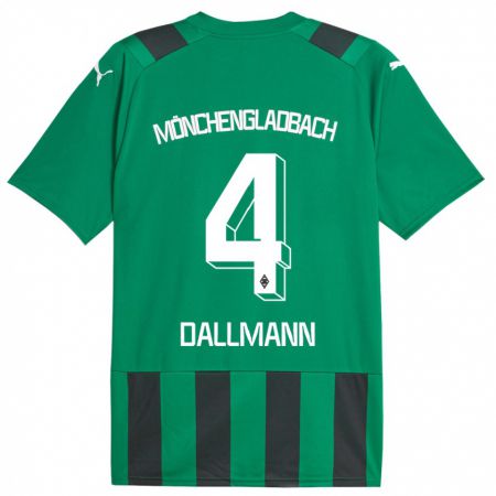Kandiny Niño Camiseta Pauline Dallmann #4 Verde Negro 2ª Equipación 2023/24 La Camisa Chile