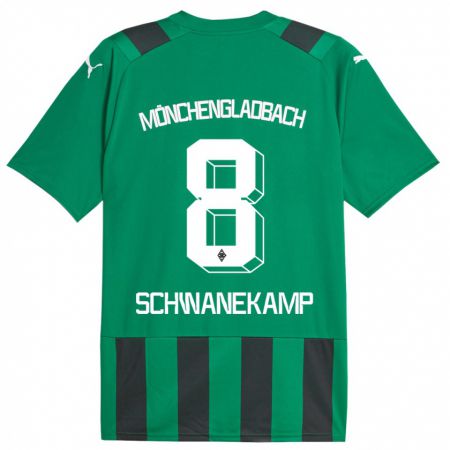 Kandiny Niño Camiseta Jana Schwanekamp #8 Verde Negro 2ª Equipación 2023/24 La Camisa Chile