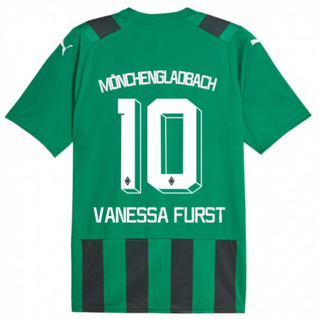 Kandiny Niño Camiseta Vanessa Fürst #10 Verde Negro 2ª Equipación 2023/24 La Camisa Chile
