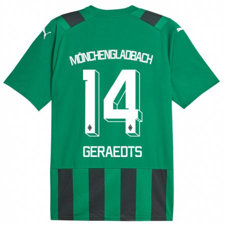 Kandiny Niño Camiseta Kelsey Geraedts #14 Verde Negro 2ª Equipación 2023/24 La Camisa Chile