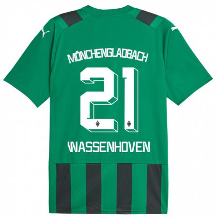 Kandiny Niño Camiseta Michelle Wassenhoven #21 Verde Negro 2ª Equipación 2023/24 La Camisa Chile