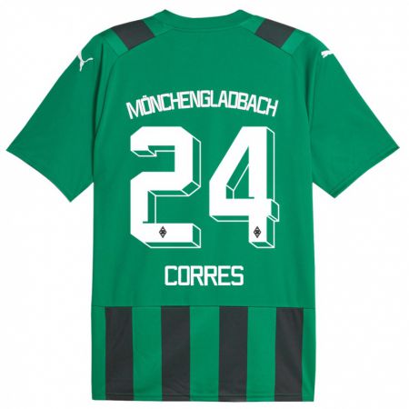 Kandiny Niño Camiseta Carolin Corres #24 Verde Negro 2ª Equipación 2023/24 La Camisa Chile