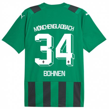 Kandiny Niño Camiseta Bohnen #34 Verde Negro 2ª Equipación 2023/24 La Camisa Chile