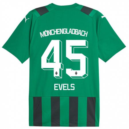Kandiny Niño Camiseta Emily Evels #45 Verde Negro 2ª Equipación 2023/24 La Camisa Chile