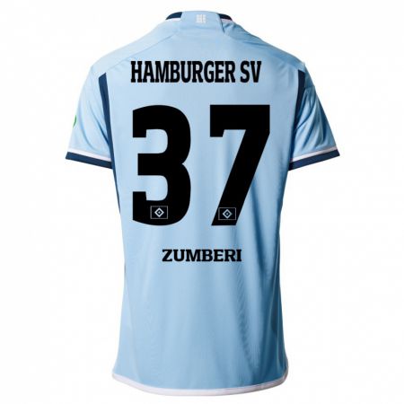 Kandiny Niño Camiseta Valon Zumberi #37 Azul 2ª Equipación 2023/24 La Camisa Chile