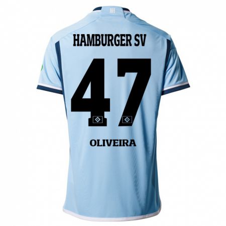 Kandiny Niño Camiseta Nicolas Oliveira #47 Azul 2ª Equipación 2023/24 La Camisa Chile