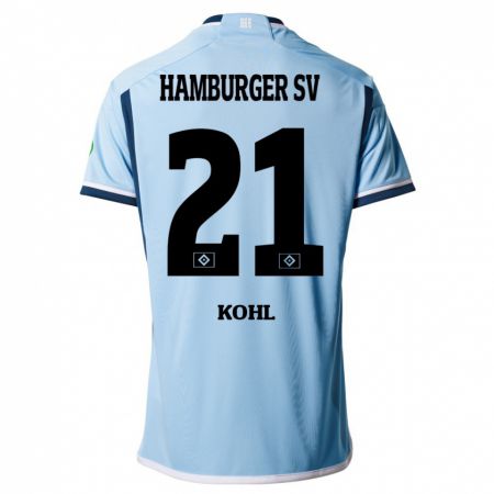 Kandiny Niño Camiseta Ohene Köhl #21 Azul 2ª Equipación 2023/24 La Camisa Chile