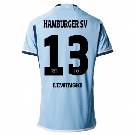 Kandiny Niño Camiseta Fyn-Luca Lewinski #13 Azul 2ª Equipación 2023/24 La Camisa Chile