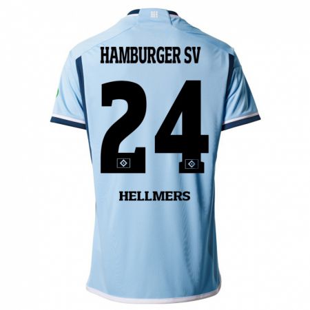Kandiny Niño Camiseta Maximilian Hellmers #24 Azul 2ª Equipación 2023/24 La Camisa Chile
