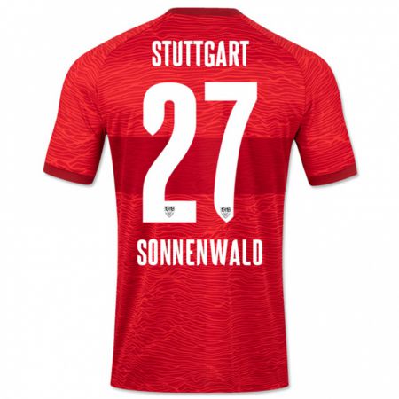 Kandiny Niño Camiseta Lukas Sonnenwald #27 Rojo 2ª Equipación 2023/24 La Camisa Chile