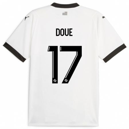Kandiny Niño Camiseta Guéla Doué #17 Blanco 2ª Equipación 2023/24 La Camisa Chile