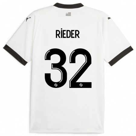 Kandiny Niño Camiseta Fabian Rieder #32 Blanco 2ª Equipación 2023/24 La Camisa Chile