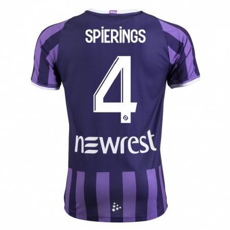 Kandiny Niño Camiseta Stijn Spierings #4 Morado 2ª Equipación 2023/24 La Camisa Chile
