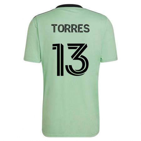 Kandiny Niño Camiseta Leo Torres #13 Verde Claro 2ª Equipación 2023/24 La Camisa Chile