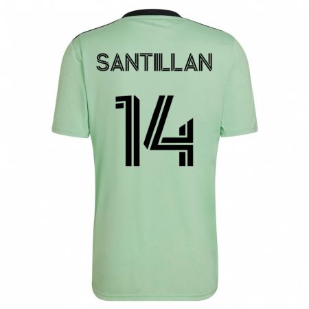 Kandiny Niño Camiseta Jonathan Santillan #14 Verde Claro 2ª Equipación 2023/24 La Camisa Chile