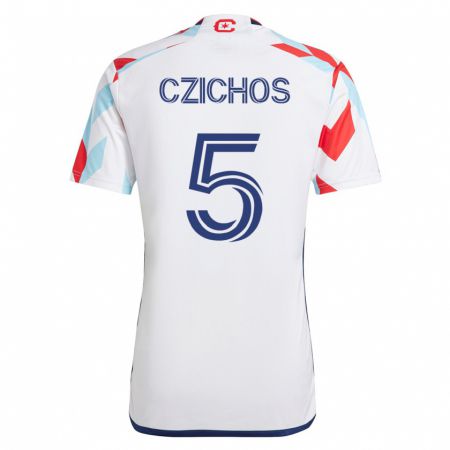Kandiny Niño Camiseta Rafael Czichos #5 Blanco Azul 2ª Equipación 2023/24 La Camisa Chile