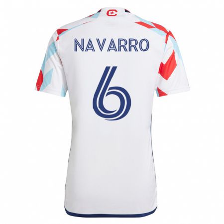 Kandiny Niño Camiseta Miguel Navarro #6 Blanco Azul 2ª Equipación 2023/24 La Camisa Chile