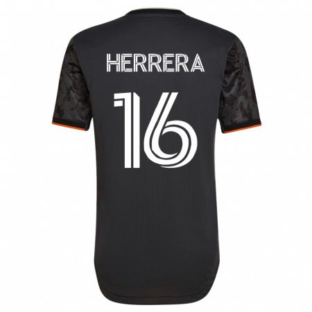 Kandiny Niño Camiseta Héctor Herrera #16 Negro 2ª Equipación 2023/24 La Camisa Chile