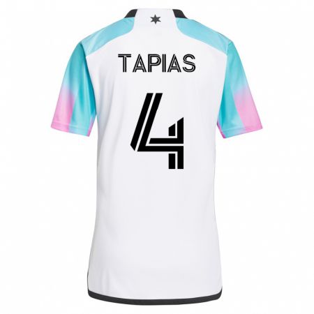 Kandiny Niño Camiseta Miguel Tapias #4 Blanco 2ª Equipación 2023/24 La Camisa Chile