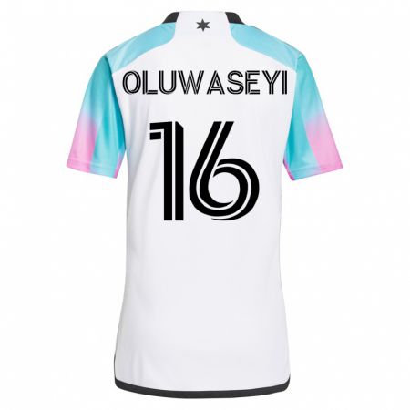 Kandiny Niño Camiseta Tani Oluwaseyi #16 Blanco 2ª Equipación 2023/24 La Camisa Chile