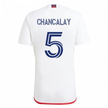 Kandiny Niño Camiseta Tomás Chancalay #5 Blanco Rojo 2ª Equipación 2023/24 La Camisa Chile